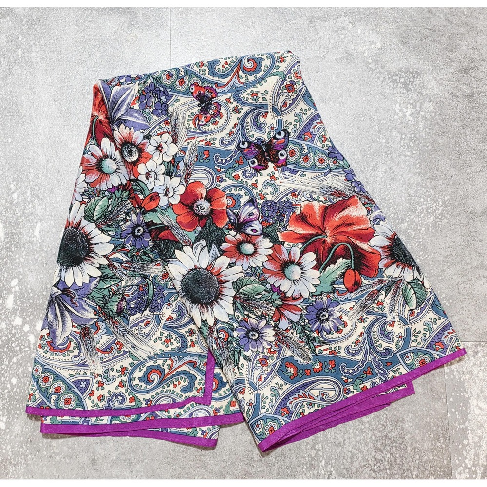 Vintage Butterfly And Bee Floral Paisley Silk Scarf